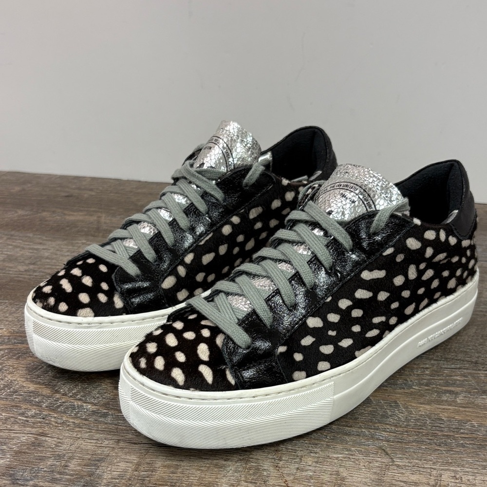 P448 John Calf Hair Spotted COWIENA Sneakers Size EU37 US 6.5-7